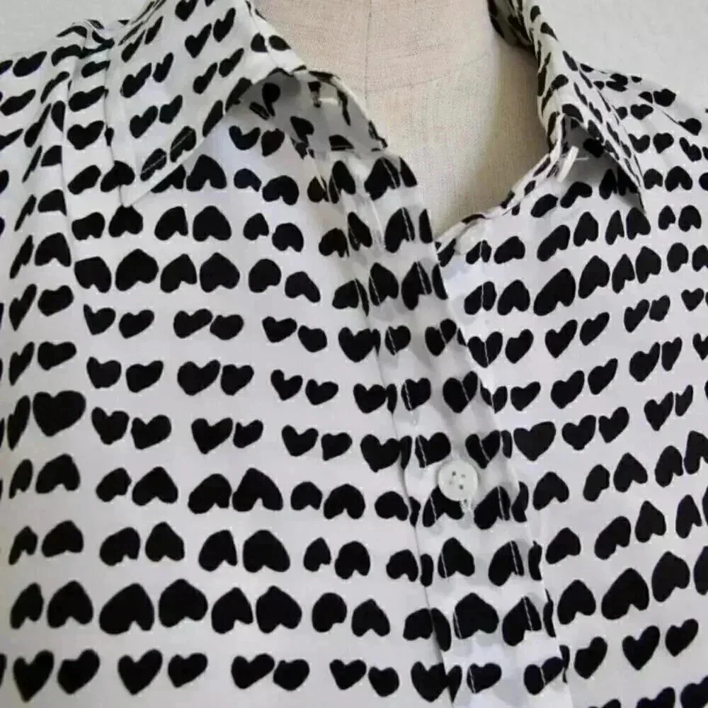 J. Crew Black Heart Blouse Shirt - Small